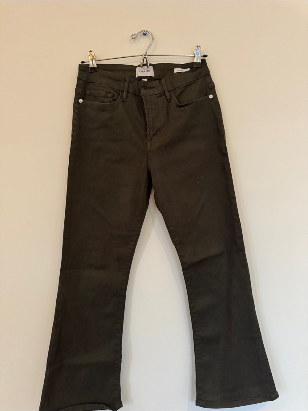Frame Denim olive  Wide-Leg Jeans coated